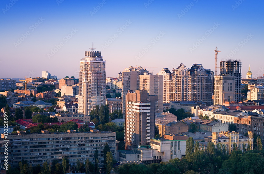 cityscape, modern buildings in the city Kiev Ukraine