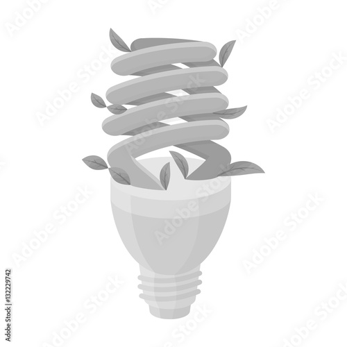 Ecological fluorescent lamp icon in outline style isolated on white background. Bio and ecology symbol stock vector illustration.