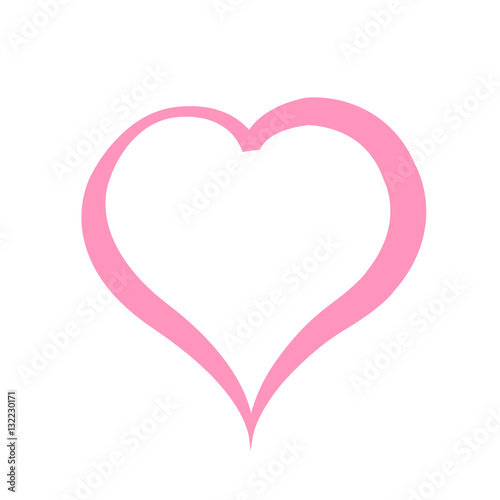 Pink heart on white background. Illustration
