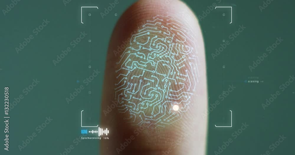 slow motion of scan fingerprint biometric identity and approval and dna granted. concept of the future of security and password control through fingerprints in an advanced technological future and cyb