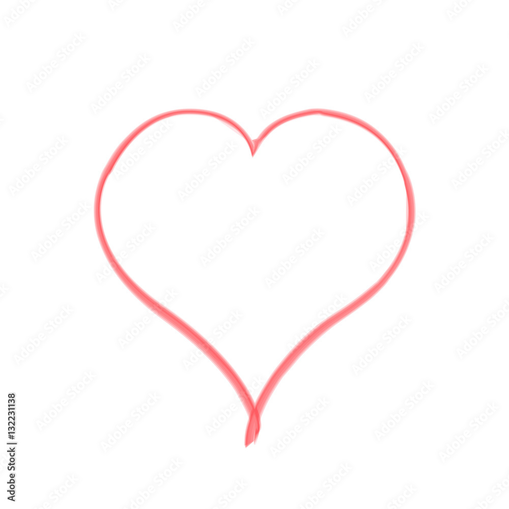 Scarlet brush heart on white background. Illustration Scarlet brush heart on white background. Illustration