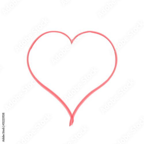 Scarlet brush heart on white background. Illustration