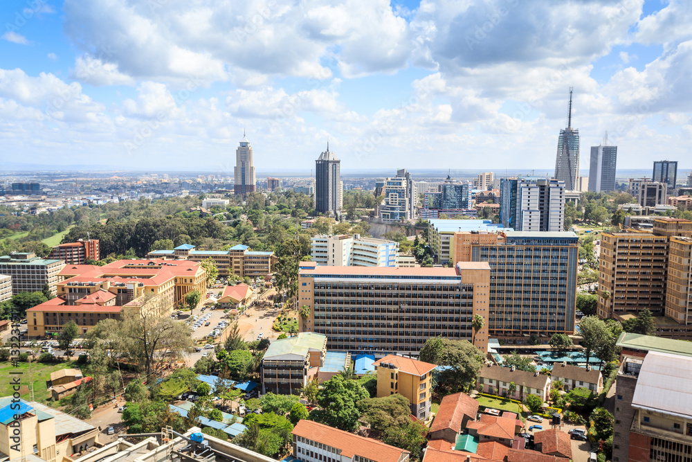 Nairobi cityscape - capital city of Kenya - obrazy, fototapety, plakaty 