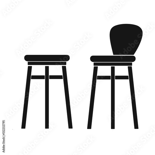 Bar stool icon in black style isolated on white background. Pub symbol stock vector illustration.
