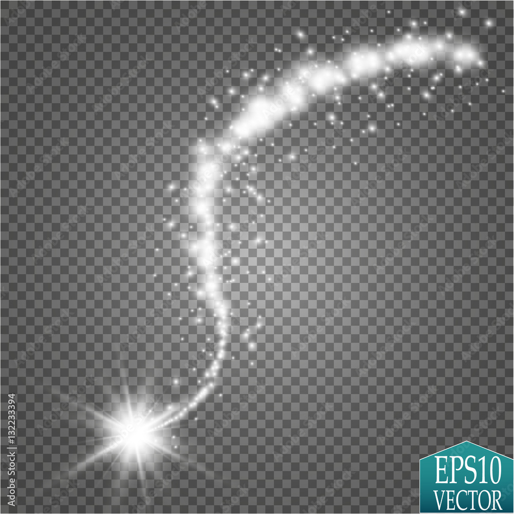 Vector white glitter wave abstract illustration. White star dust trail ...