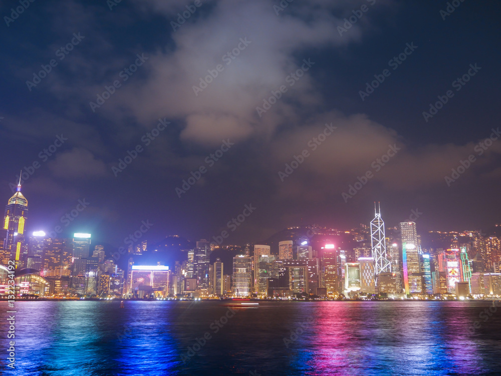 Skyline of Hong Kong city at twilight time, view from Victoria H