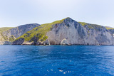 Cruise around Zakynthos, views from the sea on the island, Greece, background.