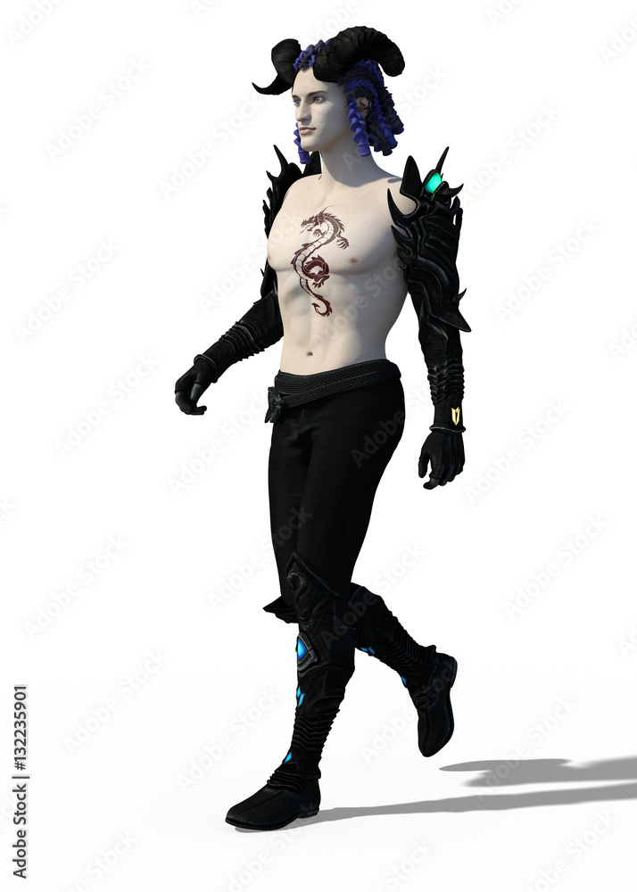 Obraz premium 3d render of a handsome magician faun creature isolated on white background