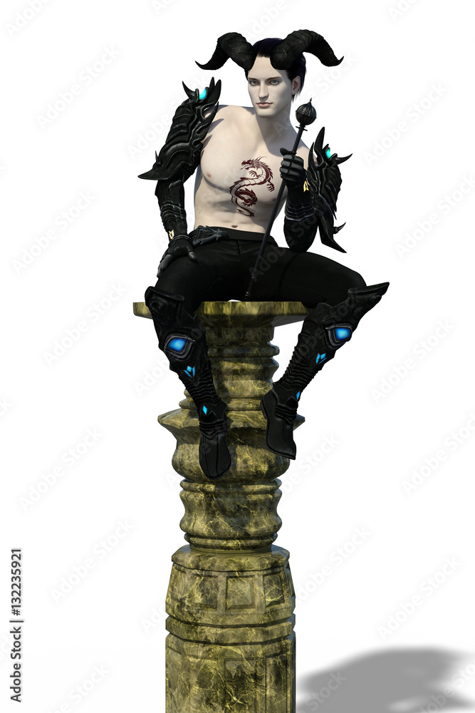 3d render of a handsome magician faun creature isolated on white background