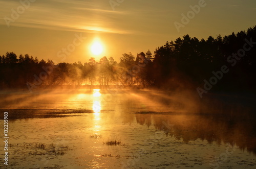 MIDNIGHT SUN IN NORTHERN FINLAND, LAPLAND, SCANDINAVIA, EUROPE