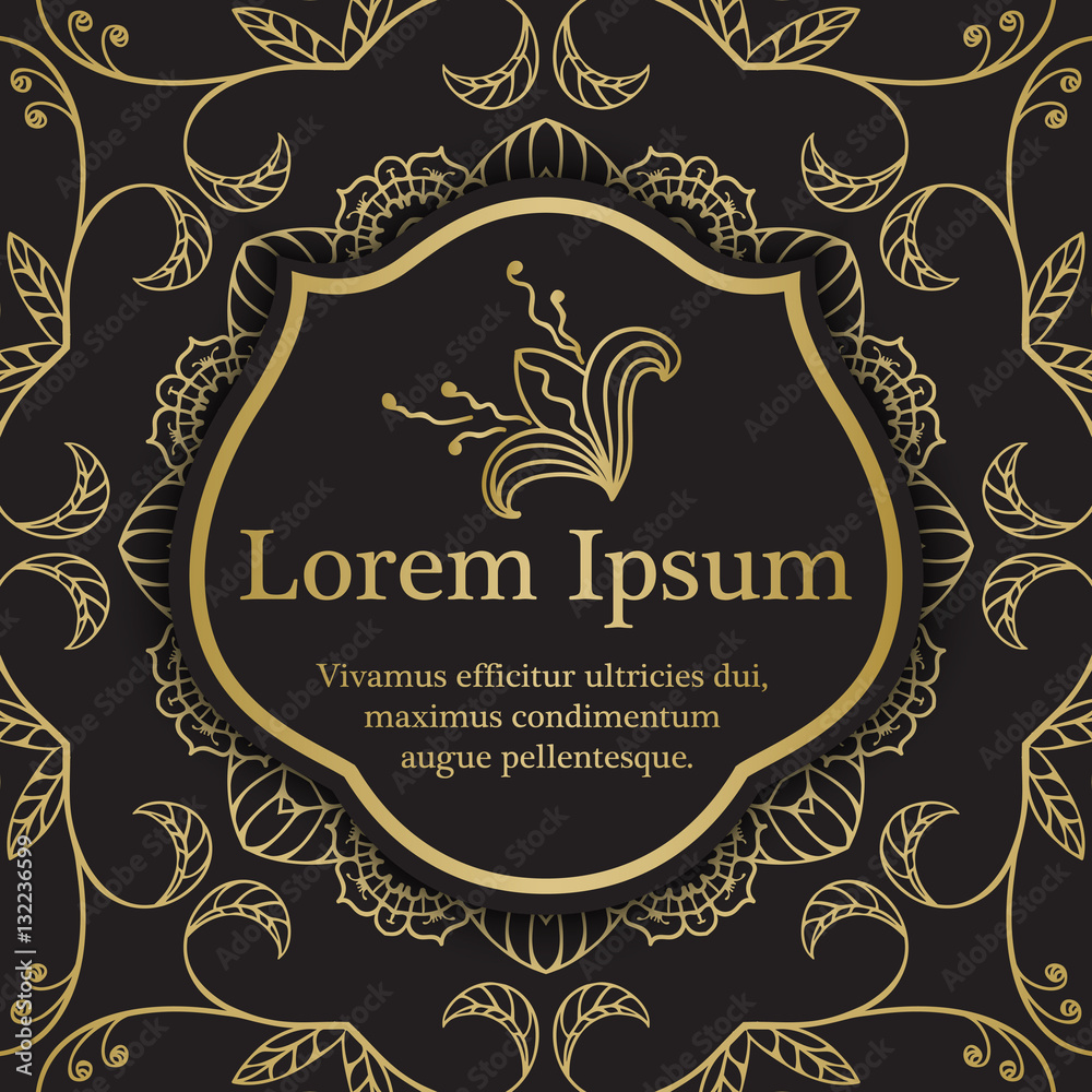Background with gold graphic florals Background with gold graphic florals