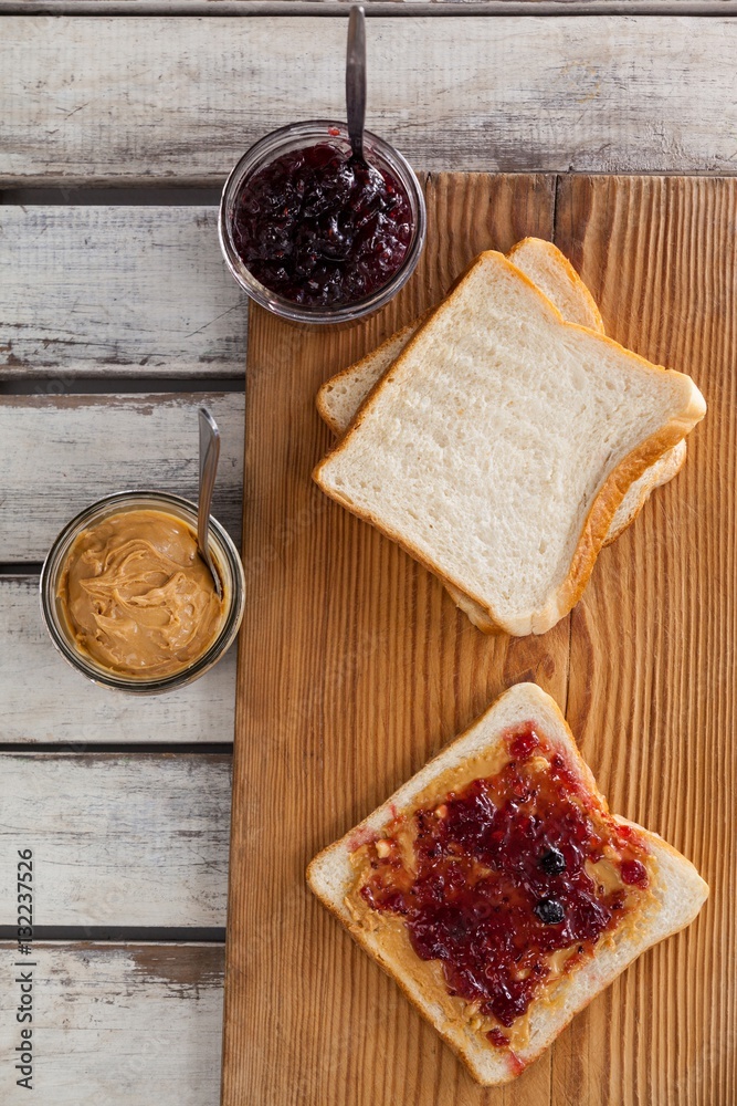 Bread with jam and peanut butter Bread with jam and peanut butter