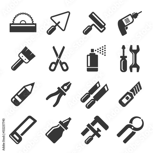 DIY Hand Tools Icons Set. Vector