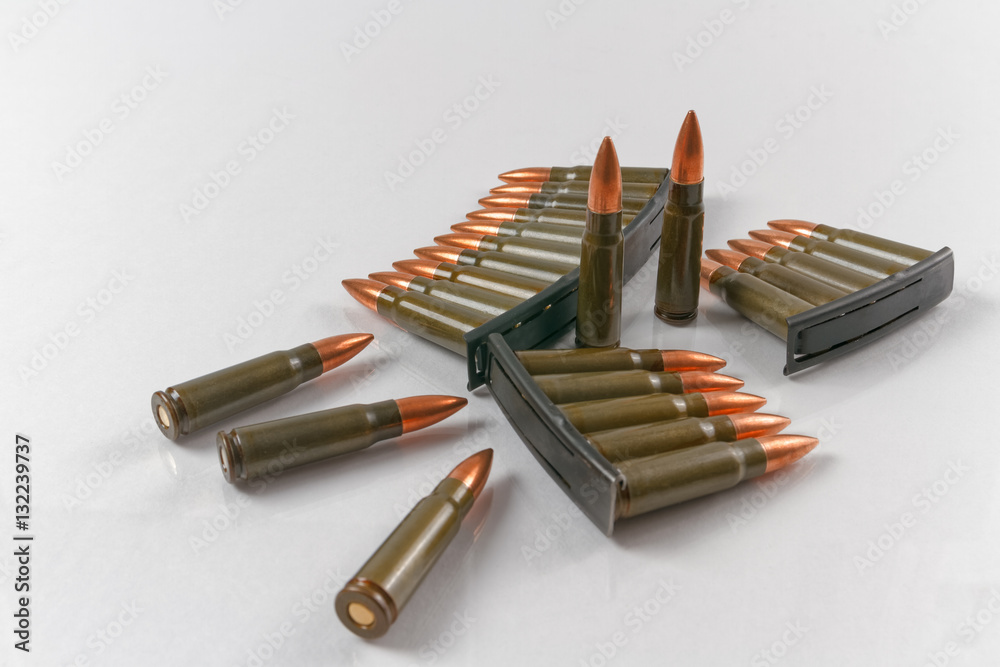 7.62x39 calibre target shooting rifle cartridges Stock Photo | Adobe Stock