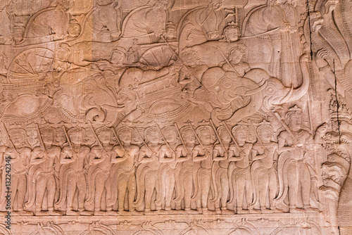 Scene of the Churning of the Milk Ocean carvings status on the w