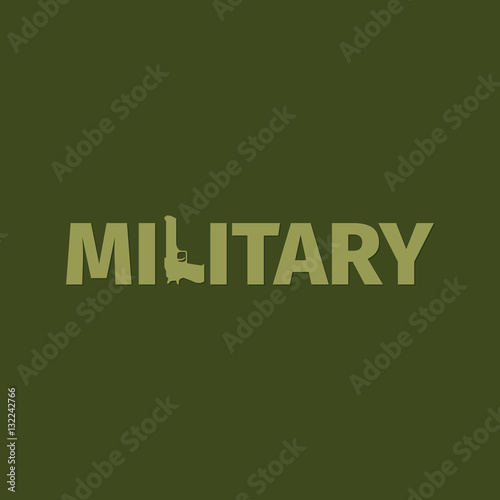 Military shop logo design with gun. Vector illustration
