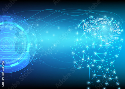 Abstract digital and technological background. Artificial Intelligence with futuristic of world communication.