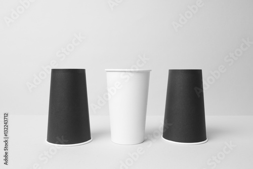 Black and white paper cups mockup