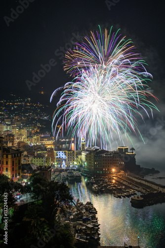 Fireworks for the New Years Eve in Camogli 