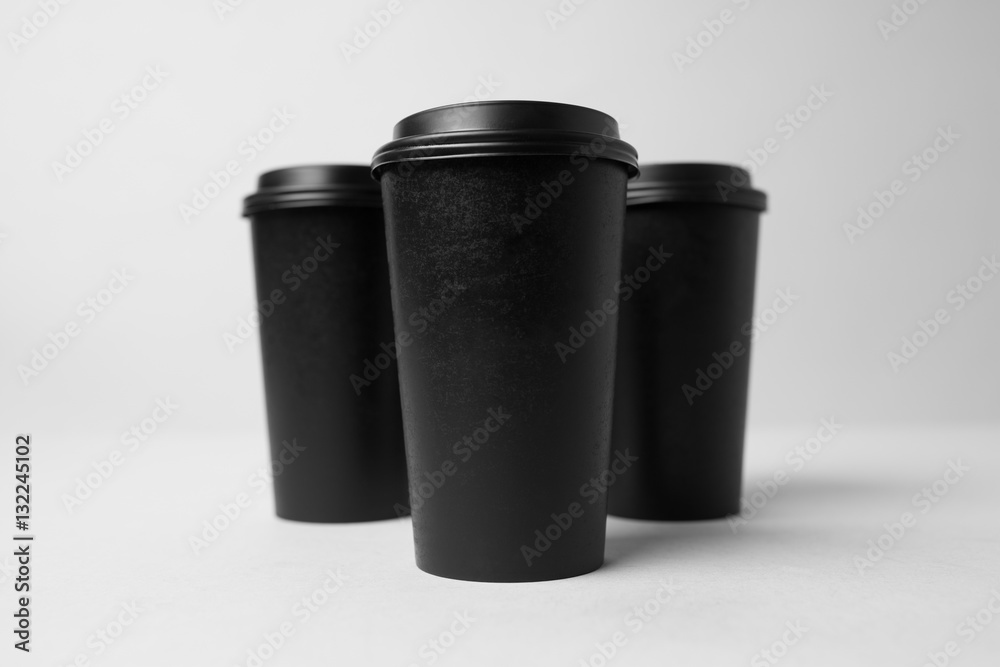 Black paper cups mockup Black paper cups mockup
