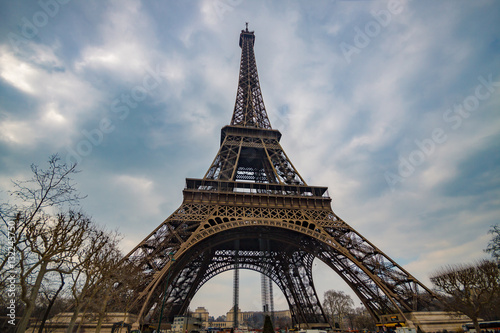 The Eiffel tower in Paris, wide angle view