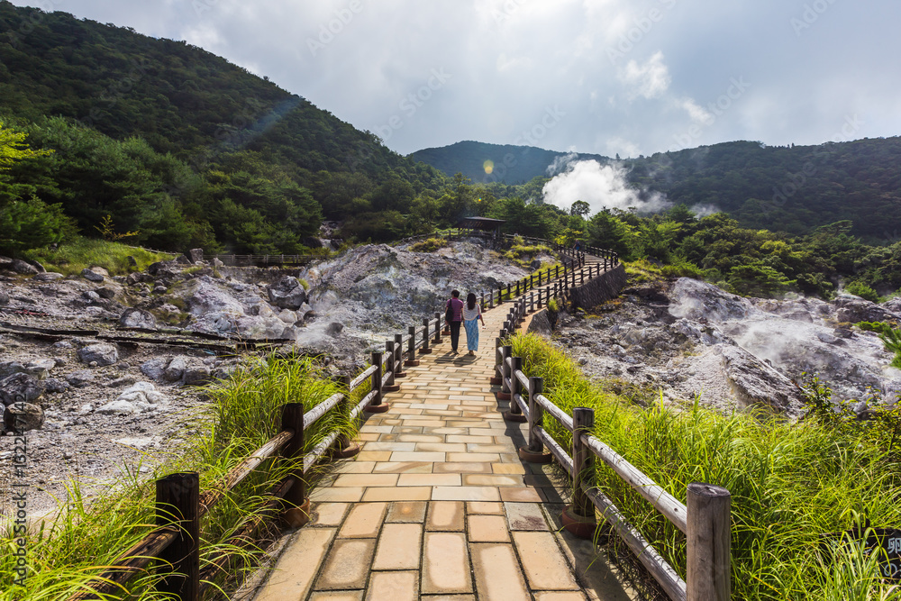 Fototapeta premium Unzen Hot Spring & Unzen Hell landscape in Nagasaki, Kyushu.