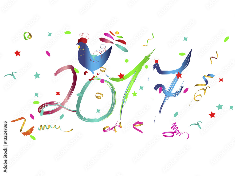 New Year 2017 and a symbol of the rooster New Year 2017 and a symbol of the rooster