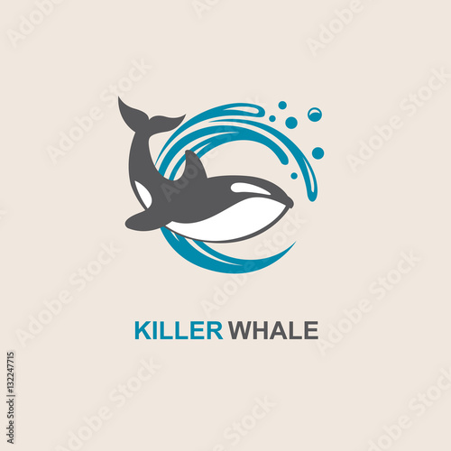 symbol of killer whale and sea wave