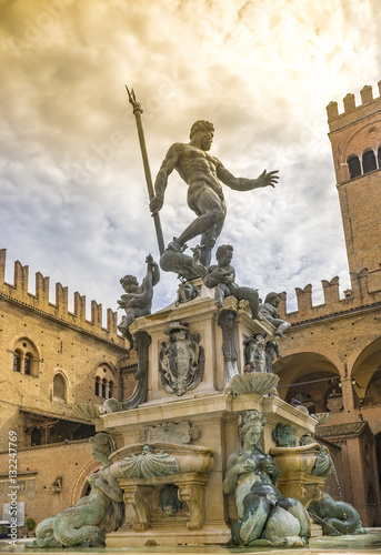 The Neptune Fountain in Piazza del Nettuno. Bologna, Emilia Romagna, Italy