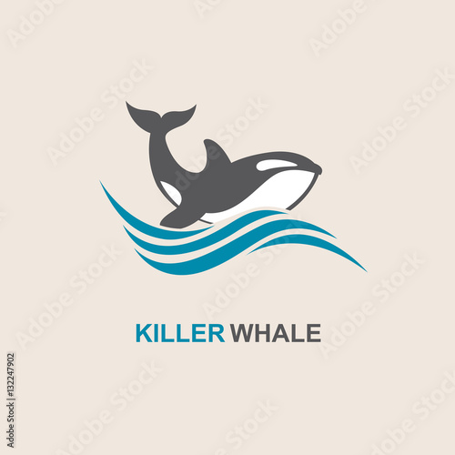 symbol of killer whale and sea wave