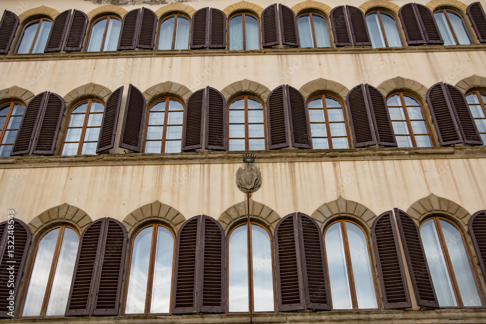 Italy. Florence, the beautiful facade of the old European house.