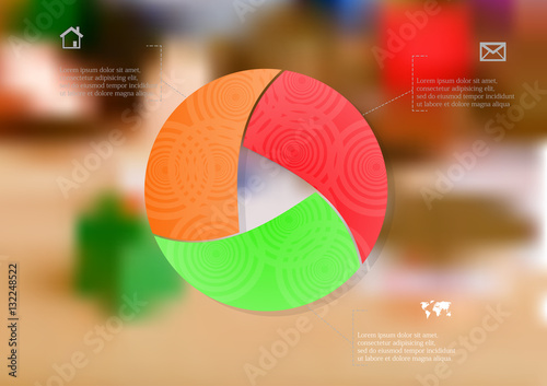 Illustration infographic template with color circle divided to three parts