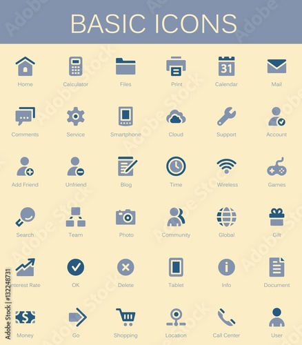 Basic web icons. Modern vector pictograms