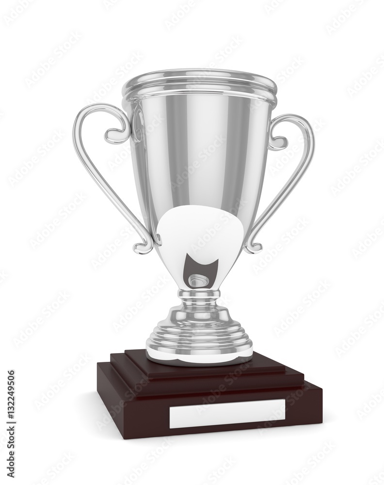 Silver cup on white background. 3D rendering. Silver cup on white background. 3D rendering.