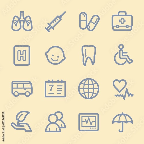 Medicine web icons.  Health and pharmacology, hospital and pharm