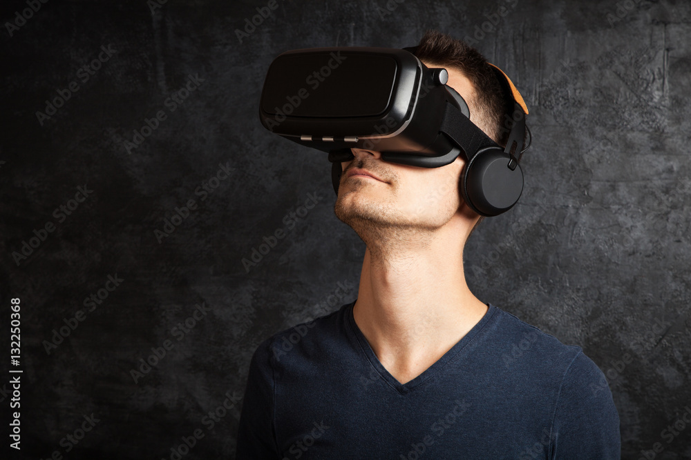Man using VR goggles