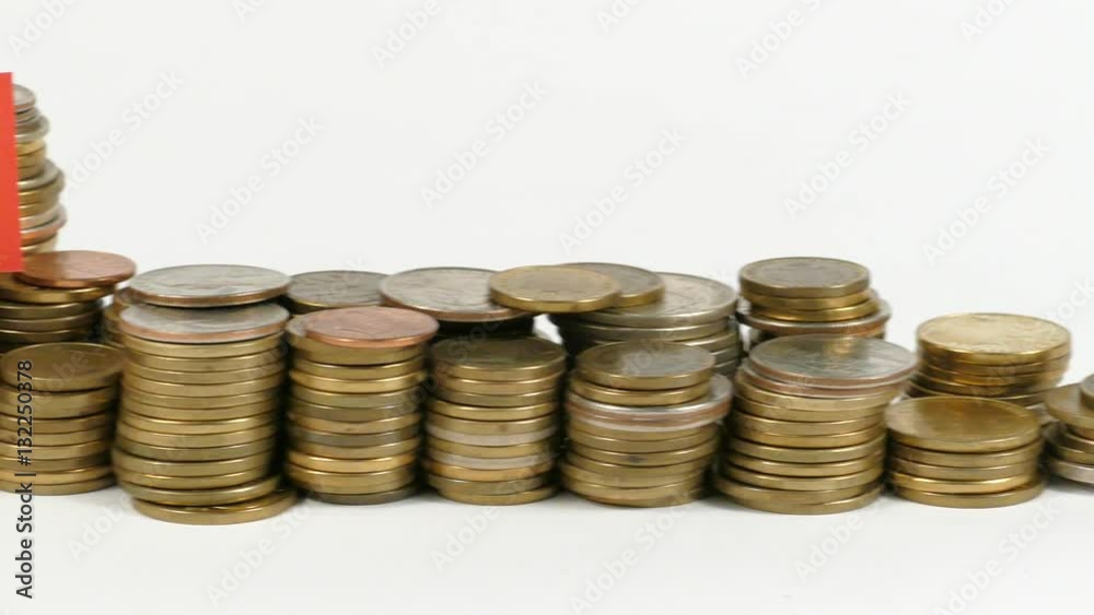 Belgium flag waving with stack of money coins Belgium flag waving with stack of money coins