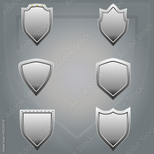 series of metallic shields