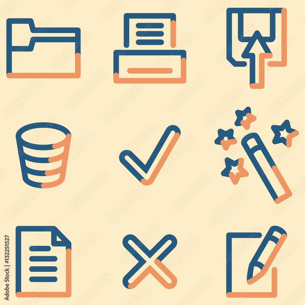 Document icons, light blue contour Adobe Stock
