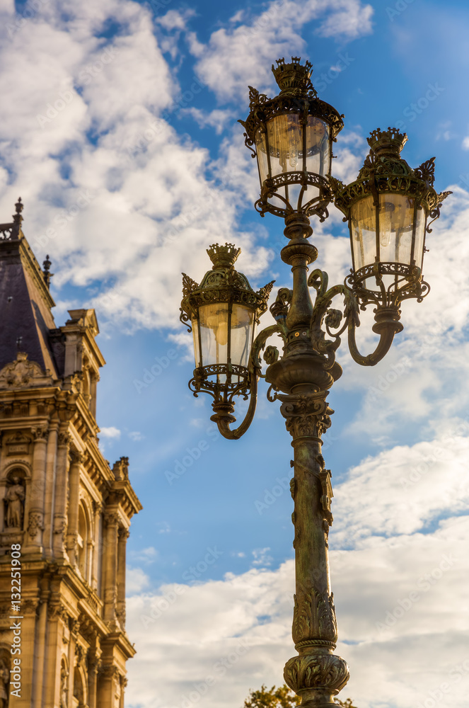 antique street lamp in Paris, France