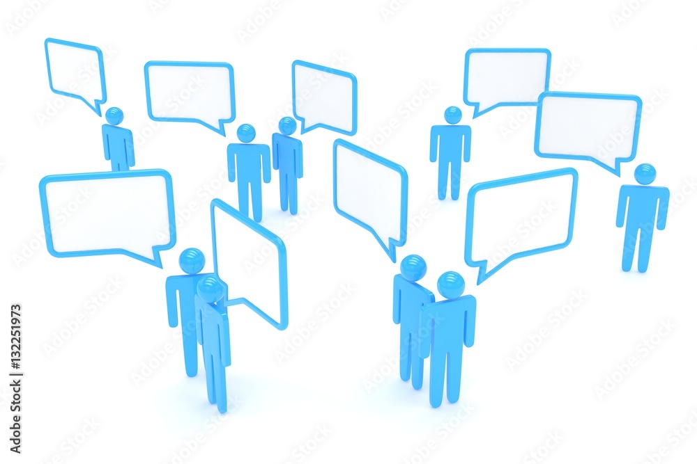 people with talk bubbles isolated over a white background. 3d rendering. people with talk bubbles isolated over a white background. 3d rendering.