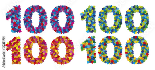 Zahlen aus bunten Papierschnipseln