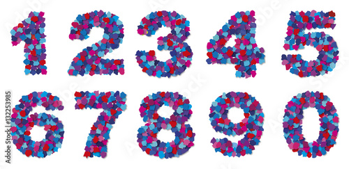 Ziffern aus bunten Papierschnipseln