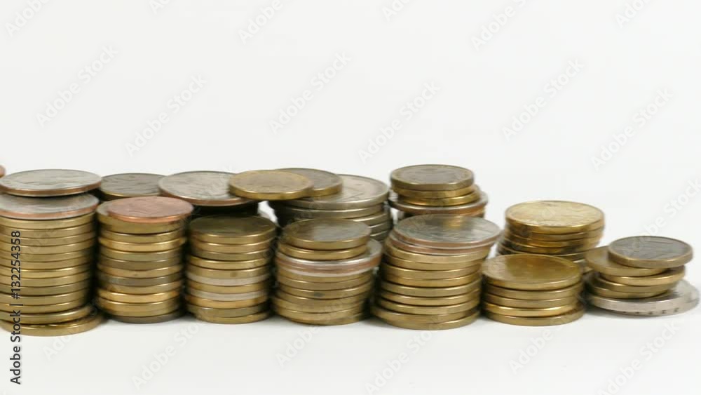 Bahrain flag waving with stack of money coins Bahrain flag waving with stack of money coins