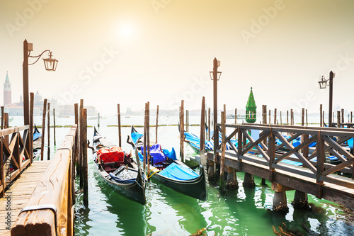 Gondolas on Grand canal in Venice, Italy. © smallredgirl