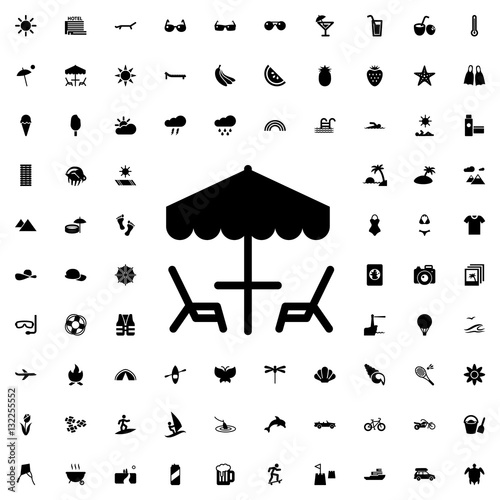 table under umbrella icon illustration