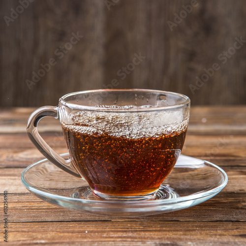 Herbal tea in transparent mug