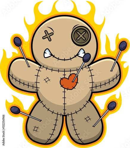 Cartoon Voodoo Doll Flames