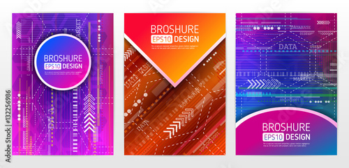 Abstract technology brochure. Futuristic book cover layout. Digital corporate business template design of flyer. Abstract geometric backgrounds of report brochure. Vector illustration eps 10