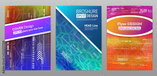 Abstract technology brochure. Futuristic book cover layout. Digital corporate business template design of flyer. Abstract geometric backgrounds of report brochure. Vector illustration eps 10